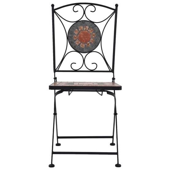 Ensemble de bistro 3 pcs | Mobilier d'extérieur mosaïque Carreau céramique Orange/Gris Maison Chic - Image 5