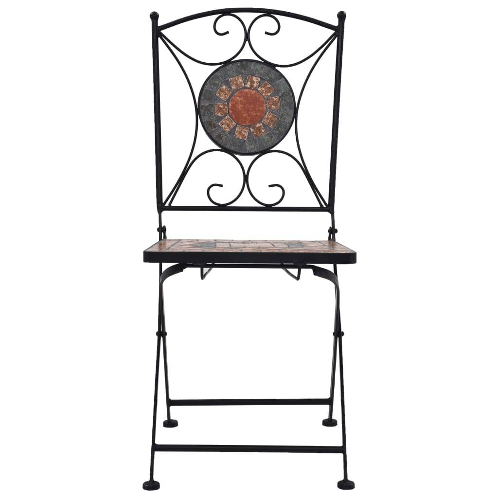 Ensemble de bistro 3 pcs | Mobilier d'extérieur mosaïque Carreau céramique Orange/Gris Maison Chic - Image 5