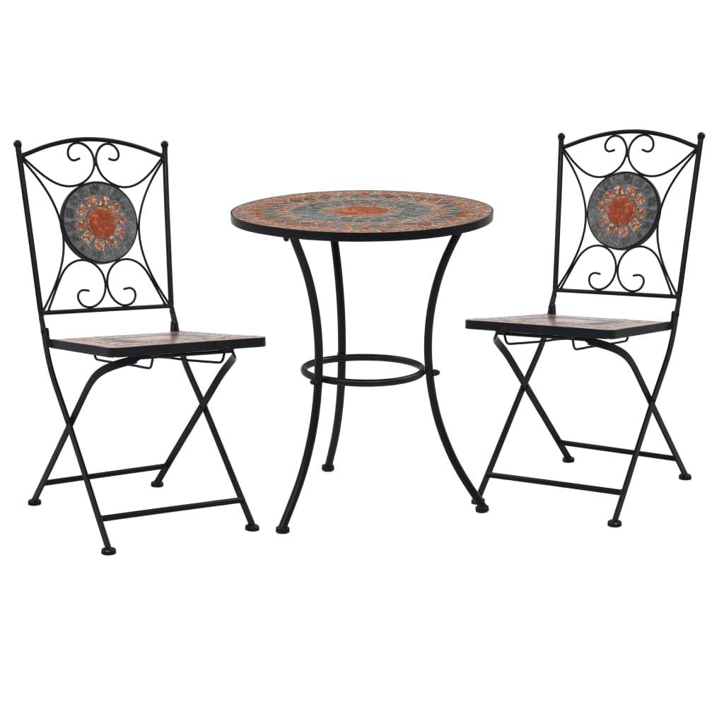 Ensemble de bistro 3 pcs | Mobilier d'extérieur mosaïque Carreau céramique Orange/Gris Maison Chic - Image 2