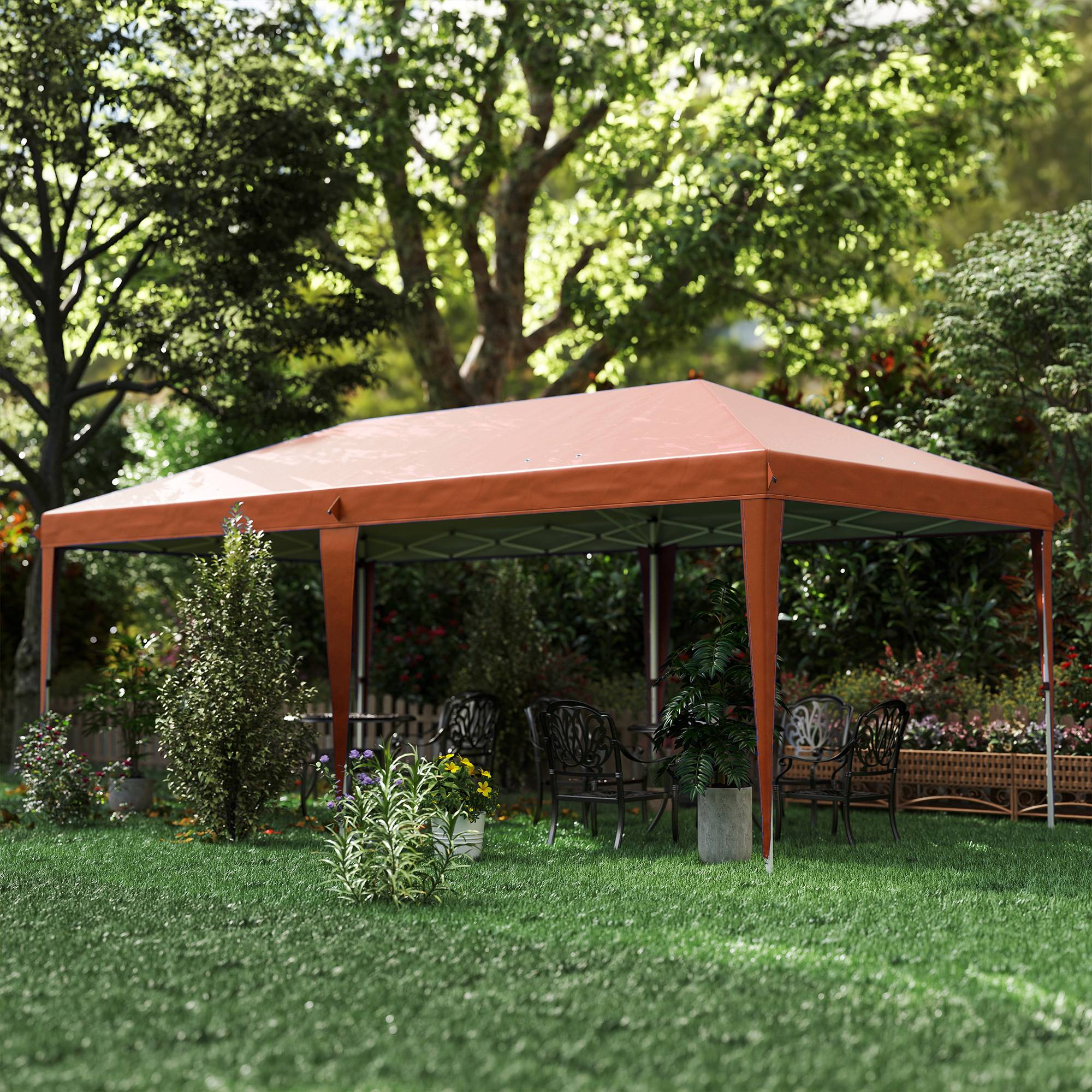 ComfortXL - Tonnelle pliante acier et toile Oxford pour marchés hauteur réglable 6 x 3 m marron - ComfortXL Outdoor Living - Image 10