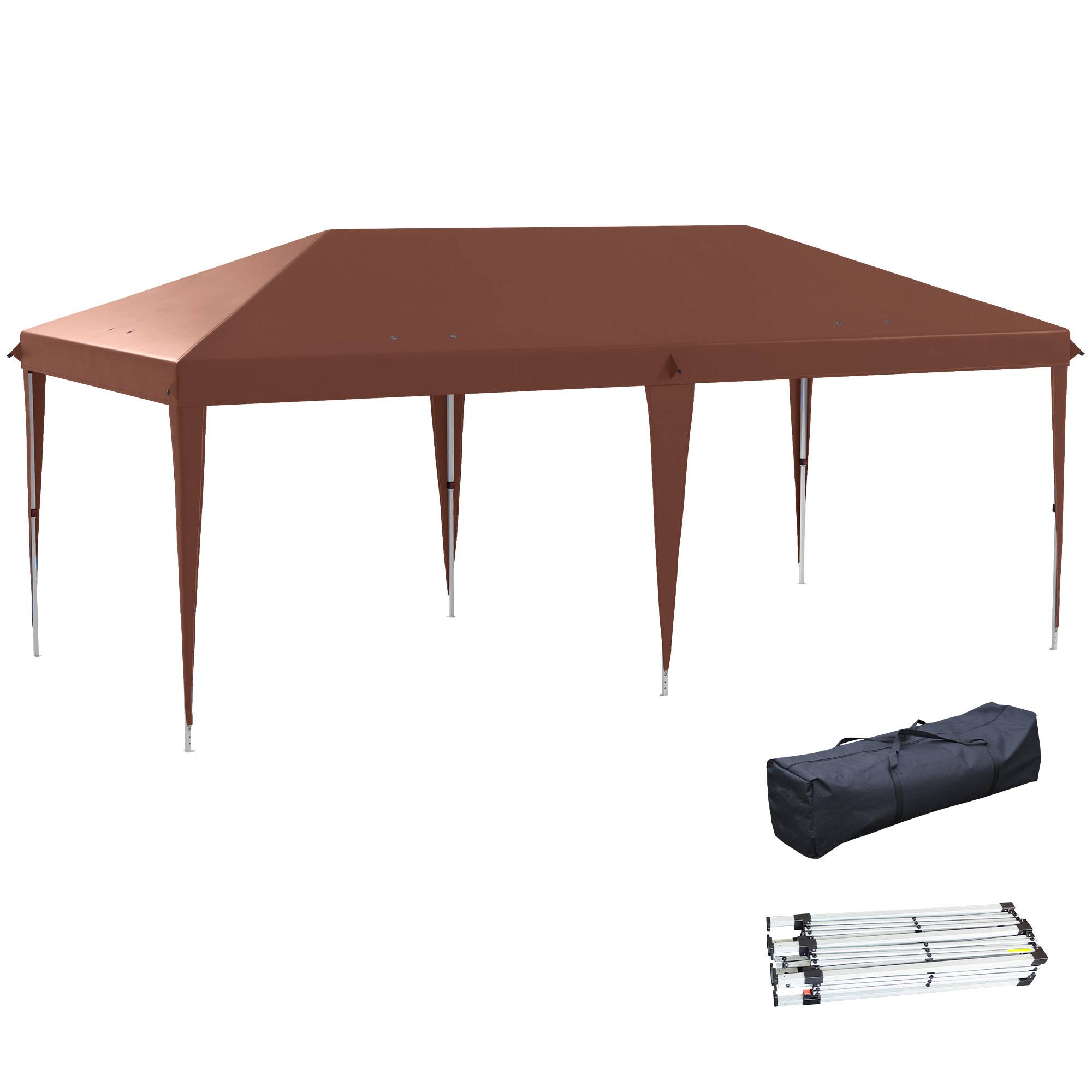 ComfortXL - Tonnelle pliante acier et toile Oxford pour marchés hauteur réglable 6 x 3 m marron - ComfortXL Outdoor Living - Image 1