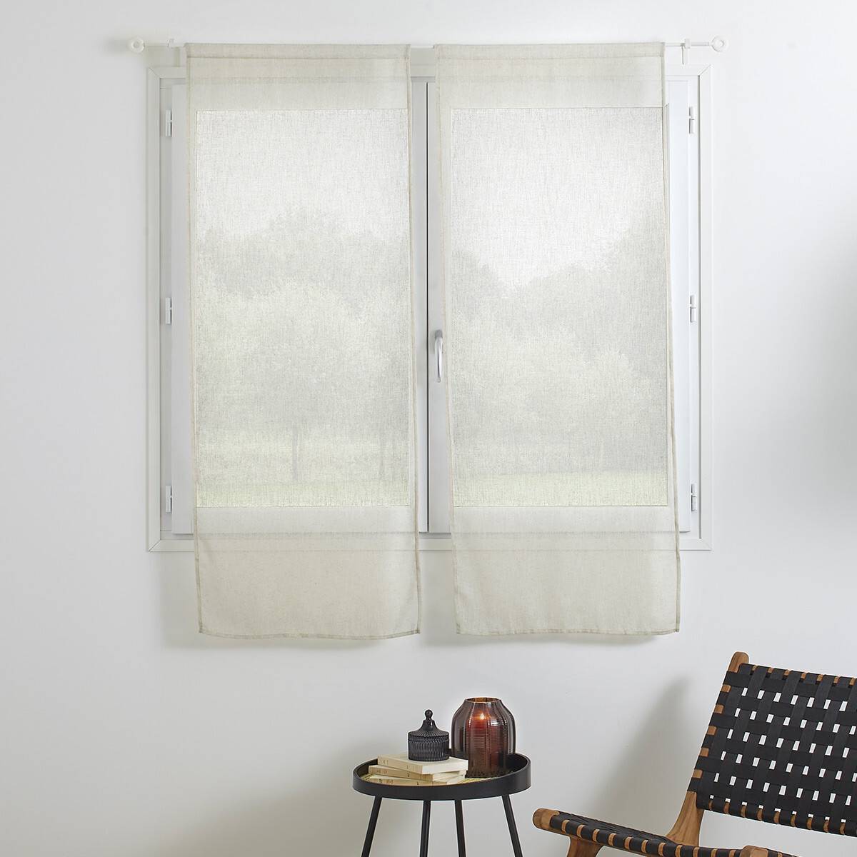 Atmosphera - Lot de 2 voilages "Fred" blanc 60x160cm - Atmosphera Créateur d'intérieur - Imagen 1