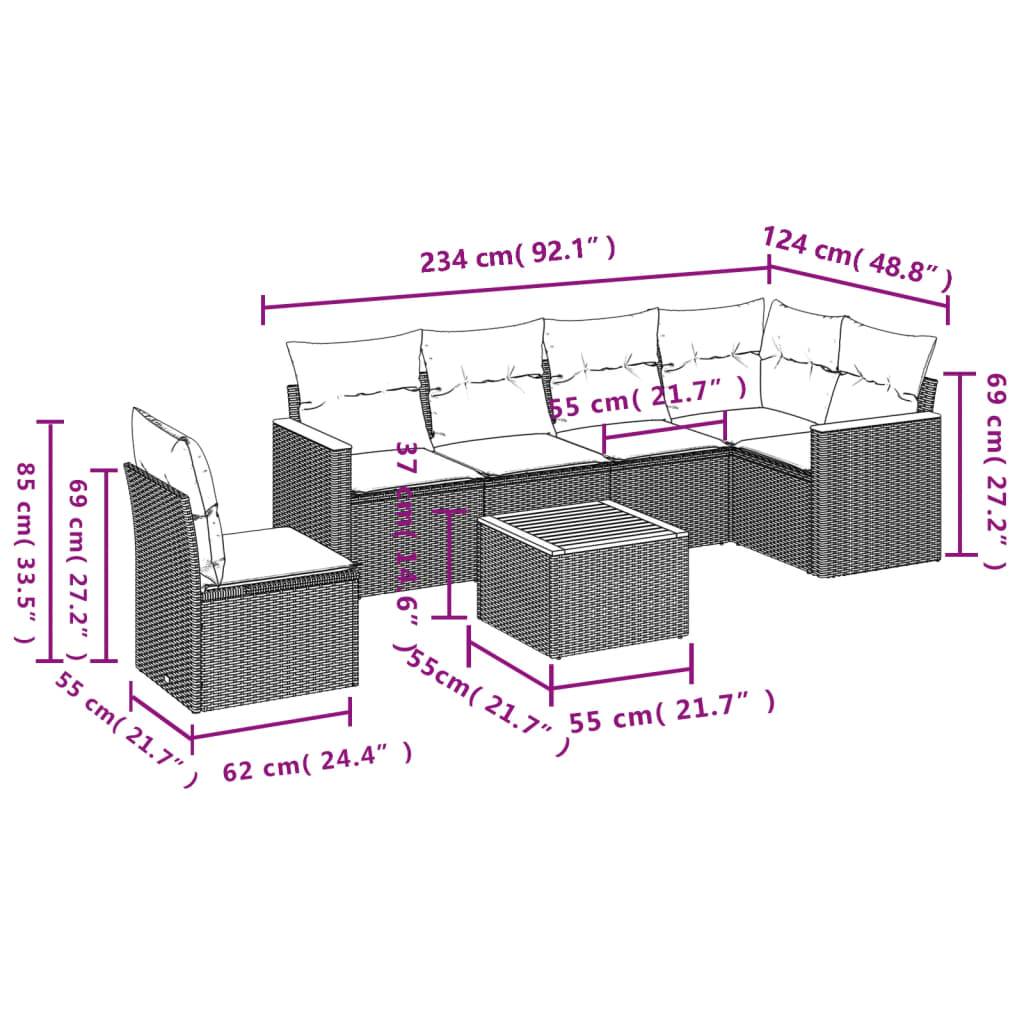Salon de Jardin Beige Mélangé 6 Places, Ensemble Modulable en Poly Rotin avec Coussins Gris – ComfortXL Outdoor Living - Image 8