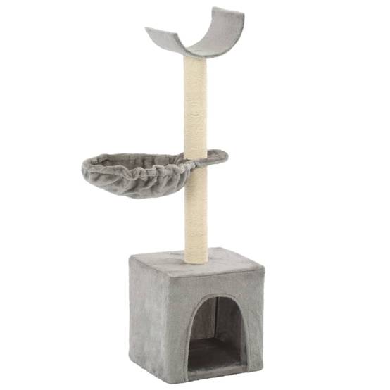 Arbre à chat bois et sisal gris 30 x 30 x 105 cm - PANGIVO - Image 1