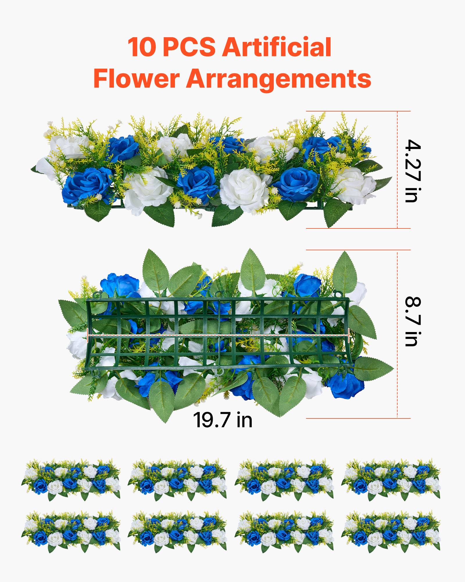 VEVOR Composition Florale Artificielle Linéaire Mariage Lot de 10 50x22x12 cm - Image 3