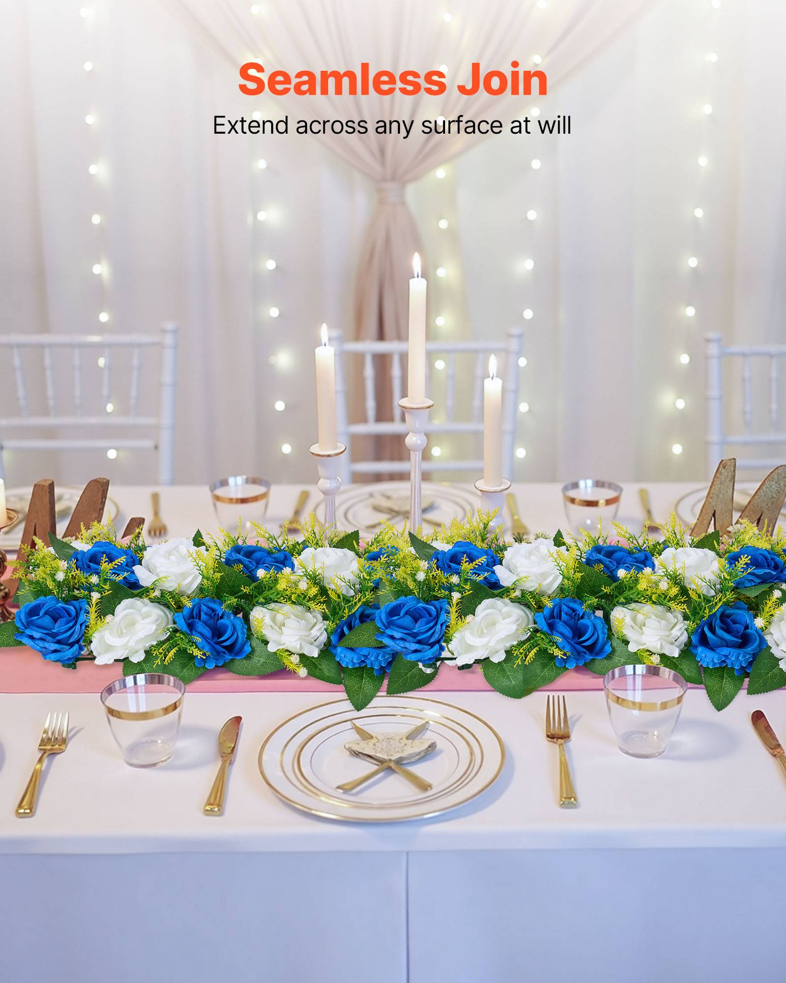 VEVOR Composition Florale Artificielle Linéaire Mariage Lot de 10 50x22x12 cm - Image 4
