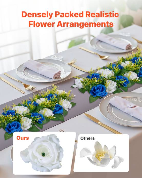 VEVOR Composition Florale Artificielle Linéaire Mariage Lot de 10 50x22x12 cm - Image 2
