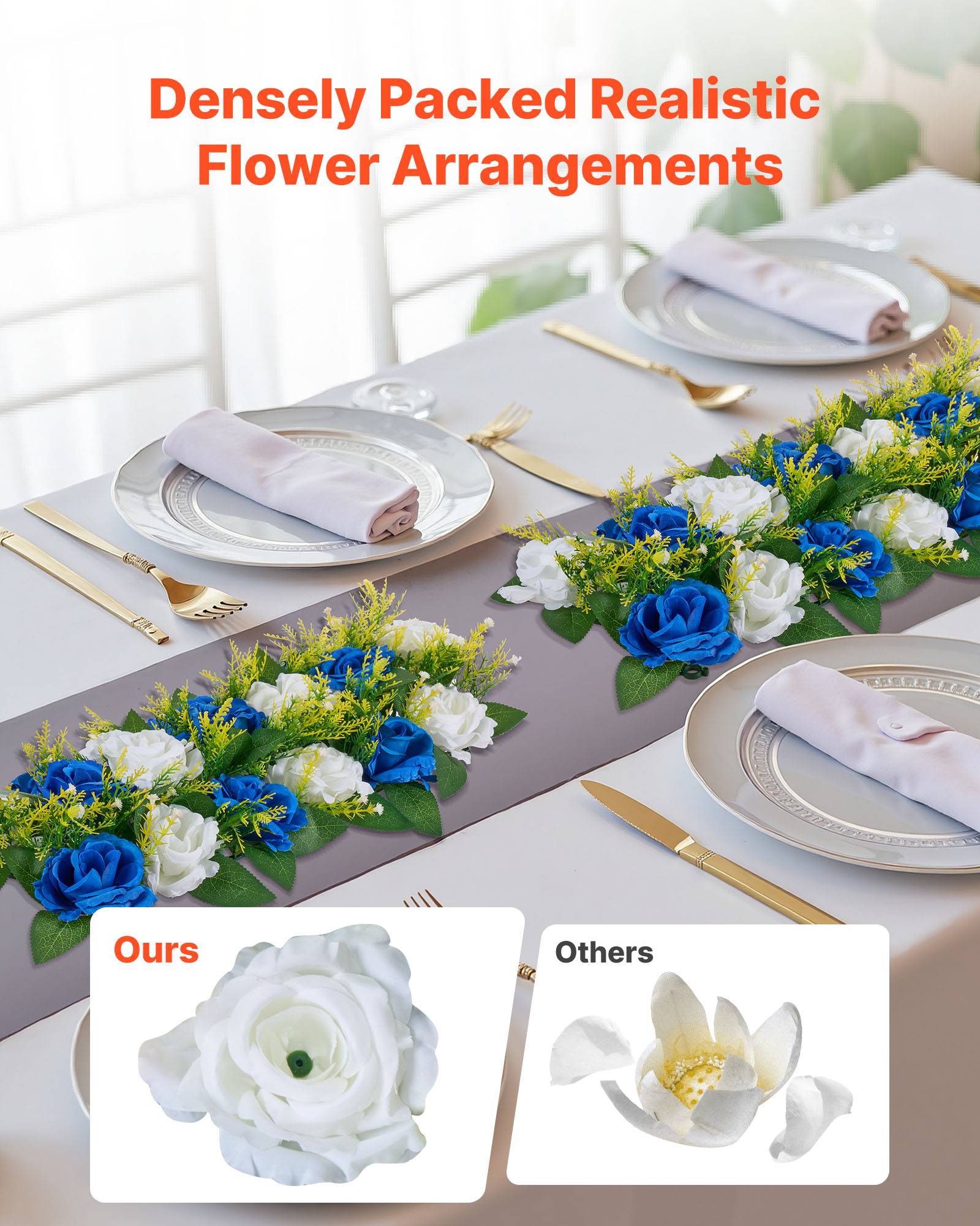 VEVOR Composition Florale Artificielle Linéaire Mariage Lot de 10 50x22x12 cm - Image 2