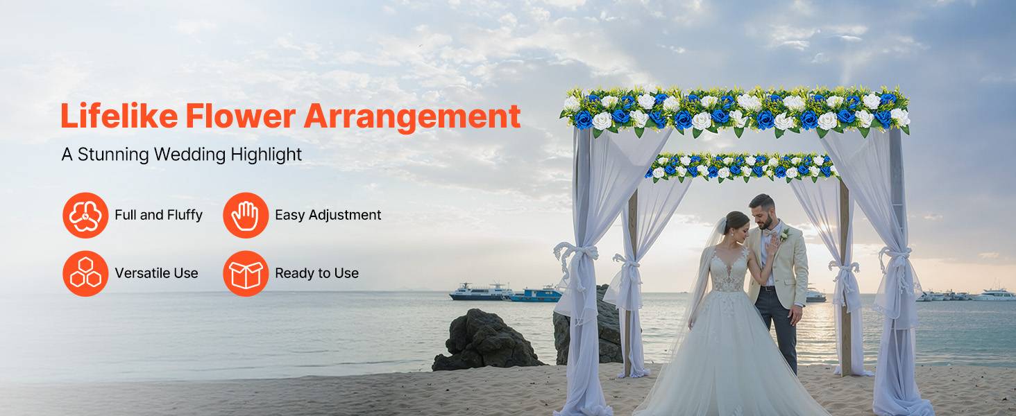 VEVOR Composition Florale Artificielle Linéaire Mariage Lot de 10 50x22x12 cm - Image 9