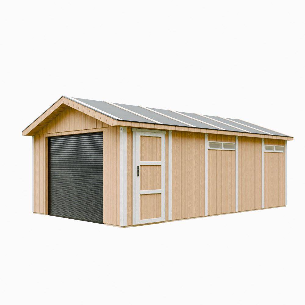 Timbela - Garage Qualité Premium 21 m²/ L378xl648 cm- garage pour auto, moto, vélos, machines de jardinage - Timbela M992B-HARVEST HONEY - Image 1