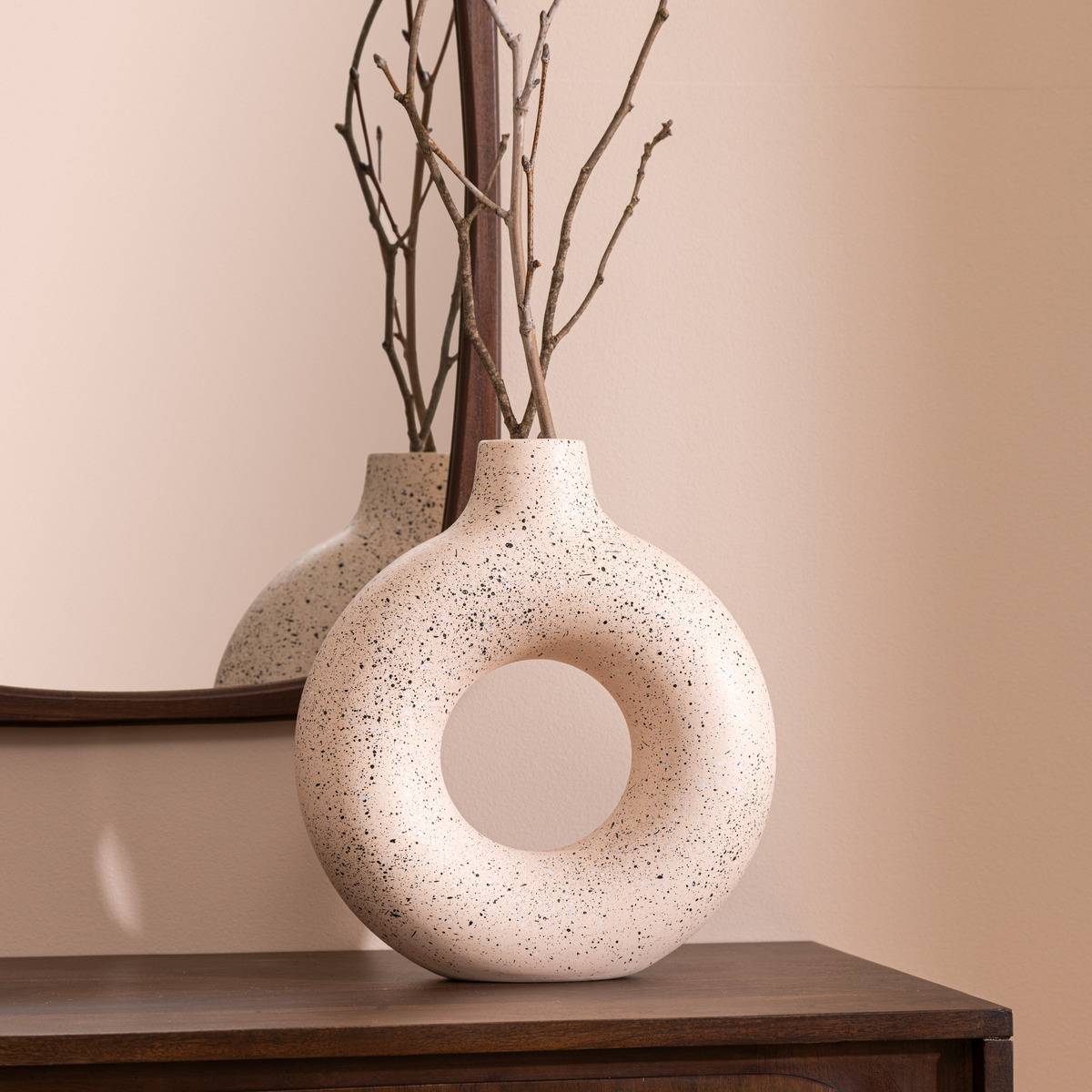 Atmosphera - Vase céramique Florie blanc & noir H25cm - Atmosphera Créateur d'intérieur