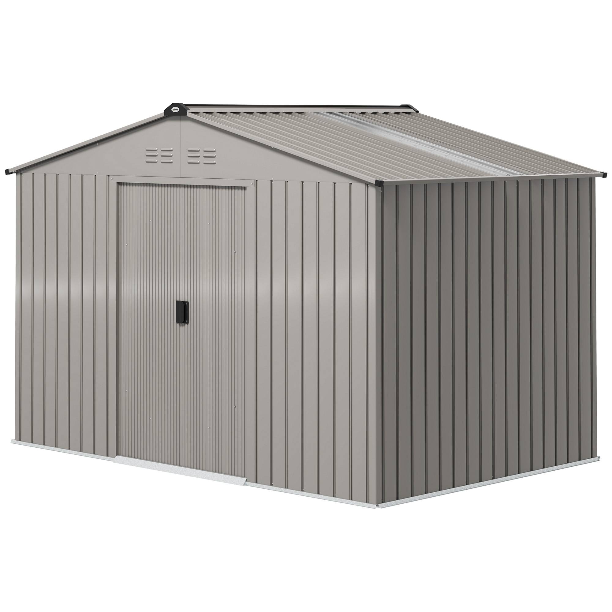 Abri de jardin 4,9 m² (277 x 195 x 192 cm) avec 2 portes coulissantes, toit en pente et 4 fenêtres, gris argenté - Image 2