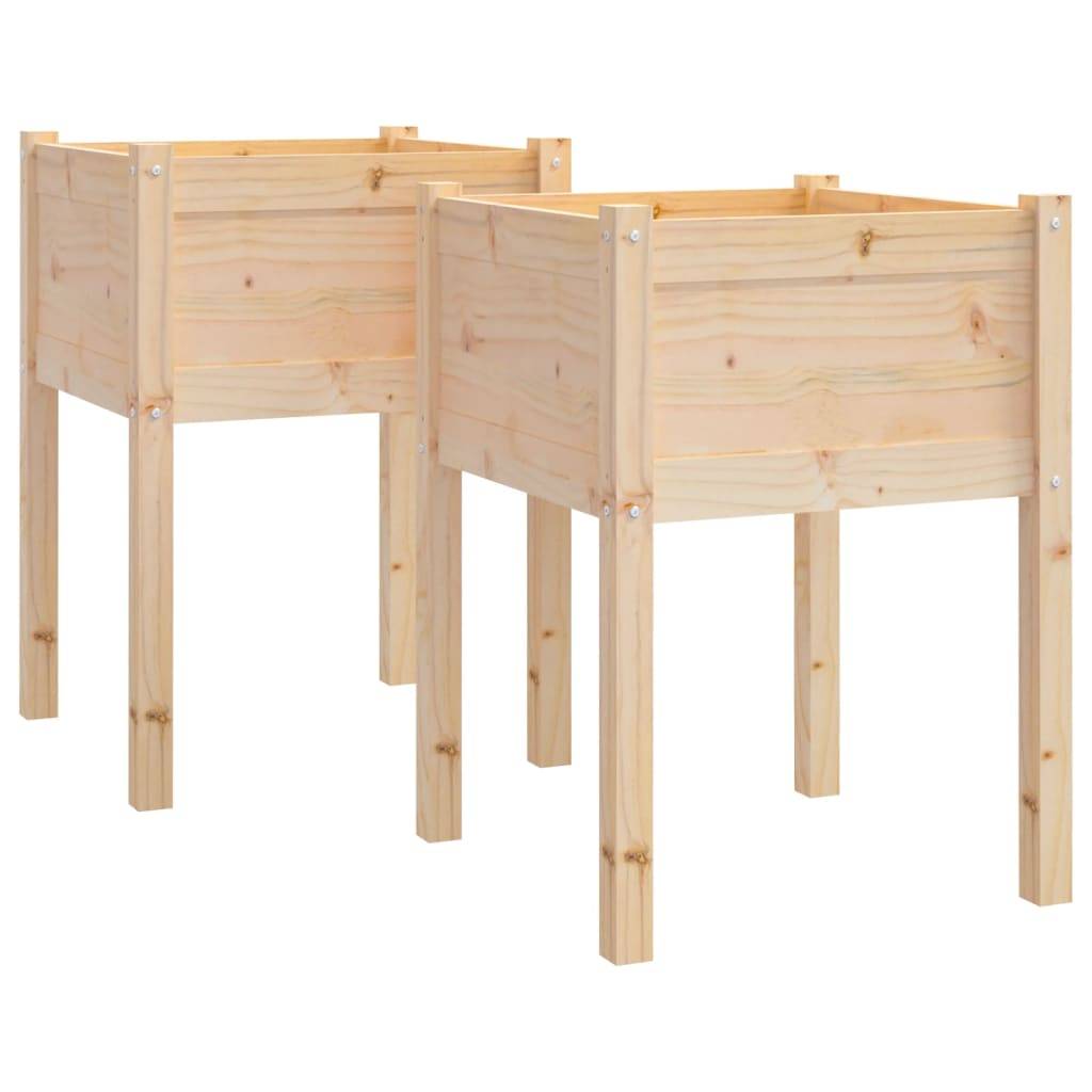 Vidaxl - Jardinières d'extérieur 2 pcs 50x50x70 cm bois de pin massif vidaXL 810800 - Image 2