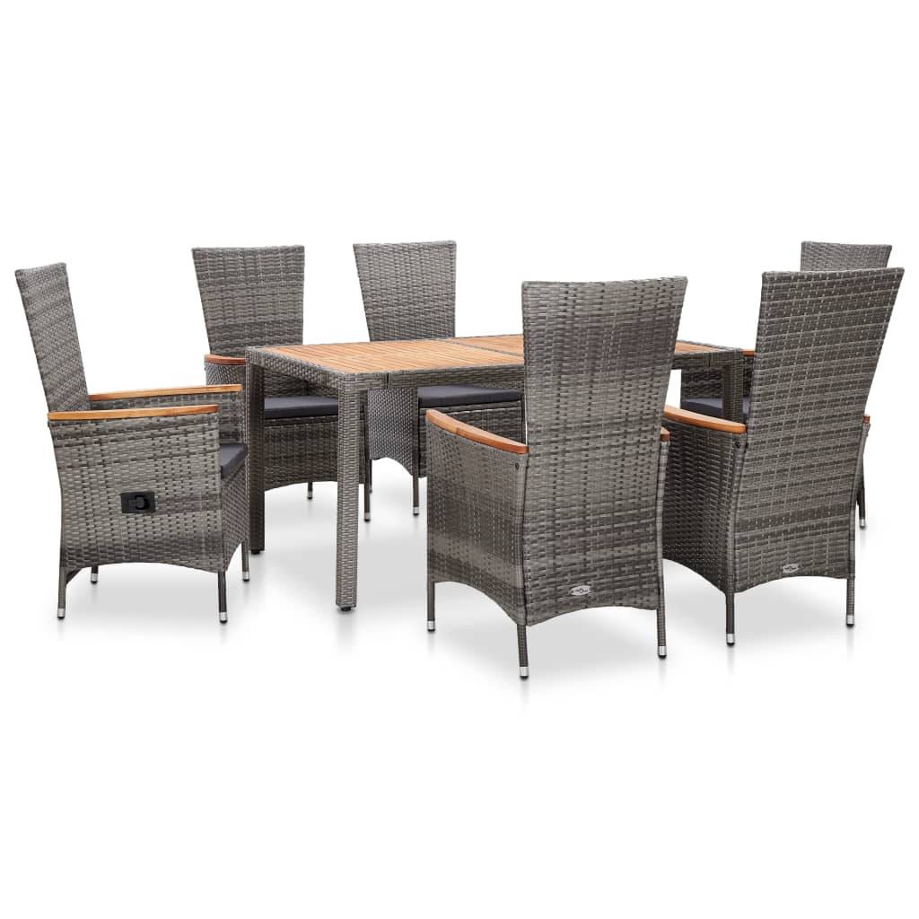 Vidaxl - Salon de jardin 7 pcs avec coussins Résine tressée Gris vidaXL 46039 - Imagen 1