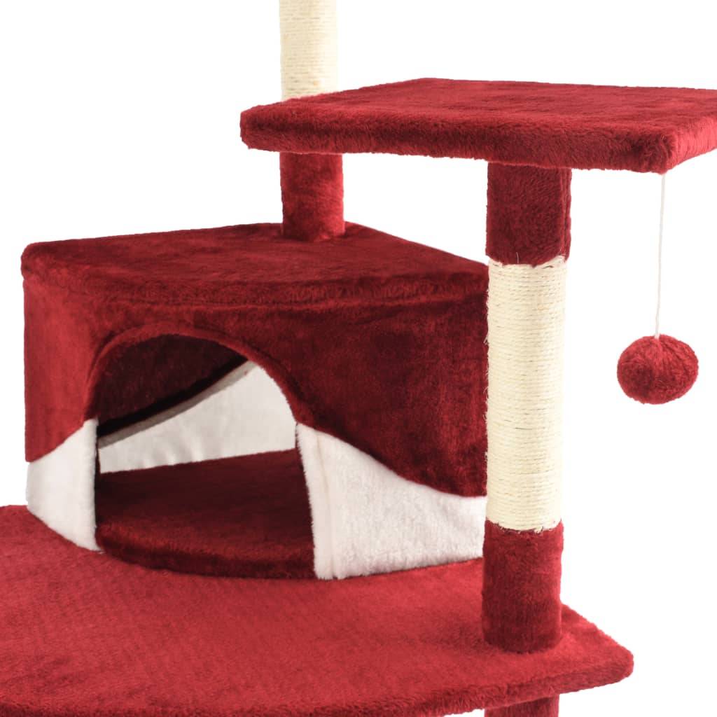 Arbre à chat, Tour à chat avec griffoirs en sisal 203 cm Rouge et Blanc MP51 - Image 6
