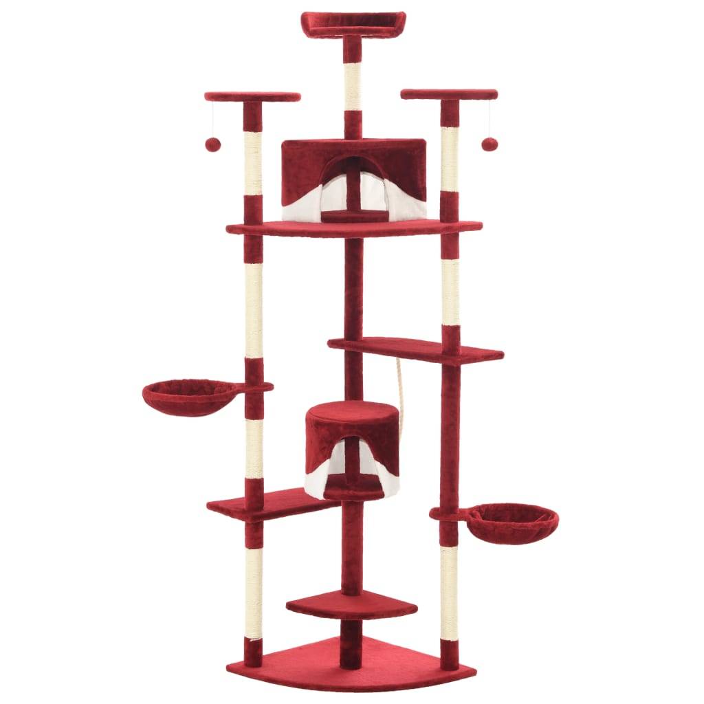 Arbre à chat, Tour à chat avec griffoirs en sisal 203 cm Rouge et Blanc MP51 - Image 1