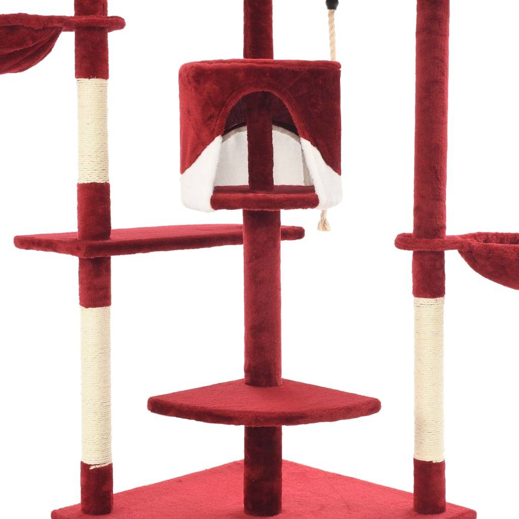 Arbre à chat, Tour à chat avec griffoirs en sisal 203 cm Rouge et Blanc MP51 - Image 5