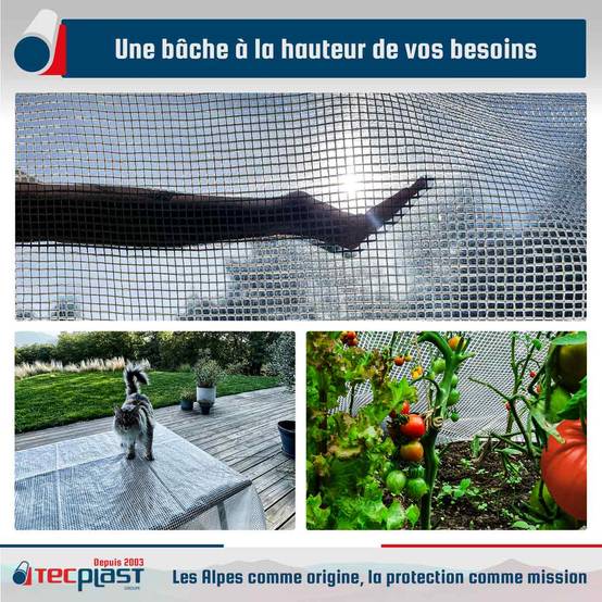 Bâche Transparente Armée 3x4 m - TR170MU - Bâche de Protection - Haute Qualité - Imperméable - Résistance Anti-UV TECPLAST - Image 2