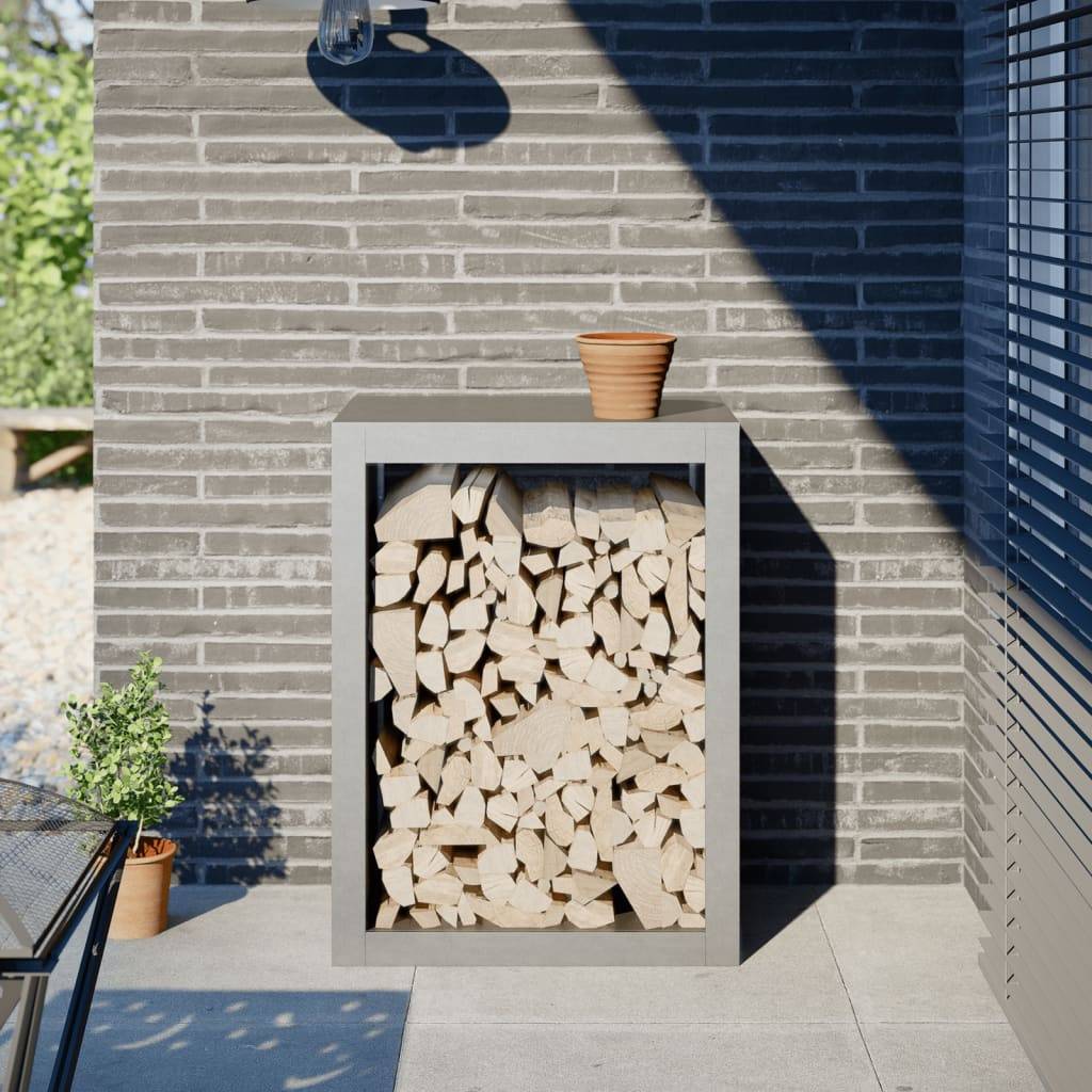 Porte bûches en acier inoxydable pour cheminée intérieur extérieur 80 cm – ComfortXL Outdoor Living - Image 1