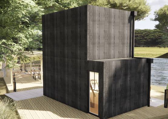 Studio de jardin 4 saisons en bois 5,5 x 3,5 x 2,7 m / isolation RE2020 avec mezzanine et terrasse / menuiseries alu k-line - Image 10