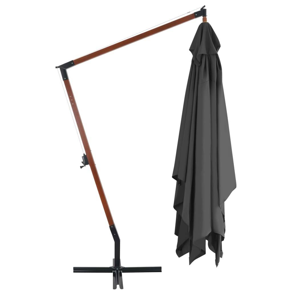 PANGIVO - Parasol de jardin en porte-à-faux avec mât en bois anthracite 400 x 300 x 285 cm - PANGIVO - Image 3