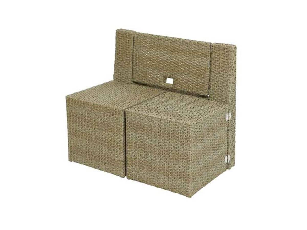 Jardideco - Ensemble de balcon table et pouf ou banc Naturel Java - Jardideco - Imagen 3
