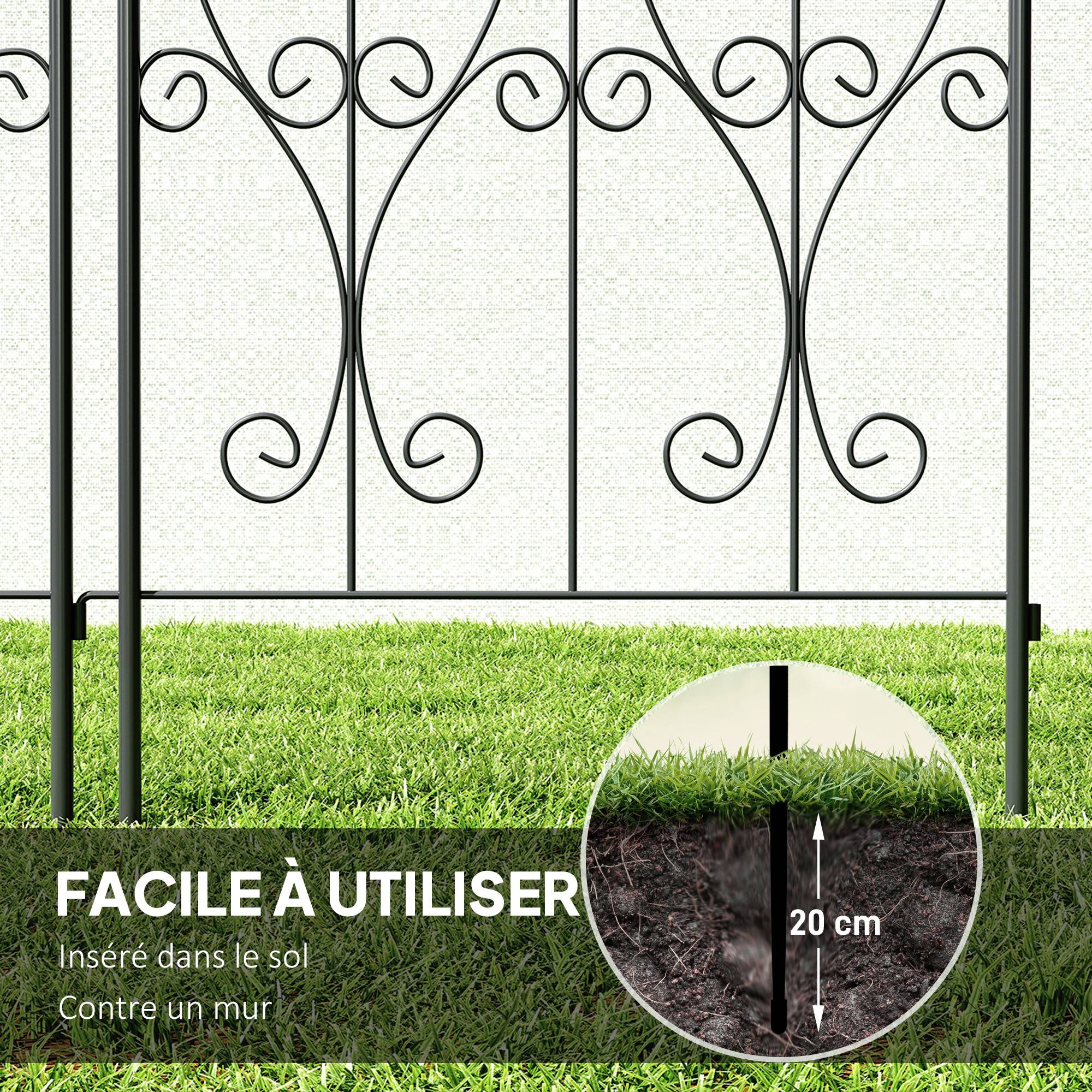 Treillis de jardin lot de 2 métal noir 50 x 1.3 x 220 cm - PANGIVO - Image 10
