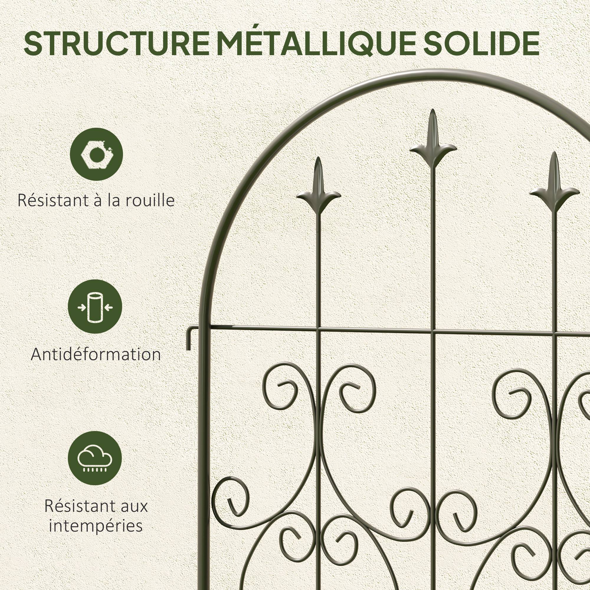 Treillis de jardin lot de 2 métal noir 50 x 1.3 x 220 cm - PANGIVO - Image 9