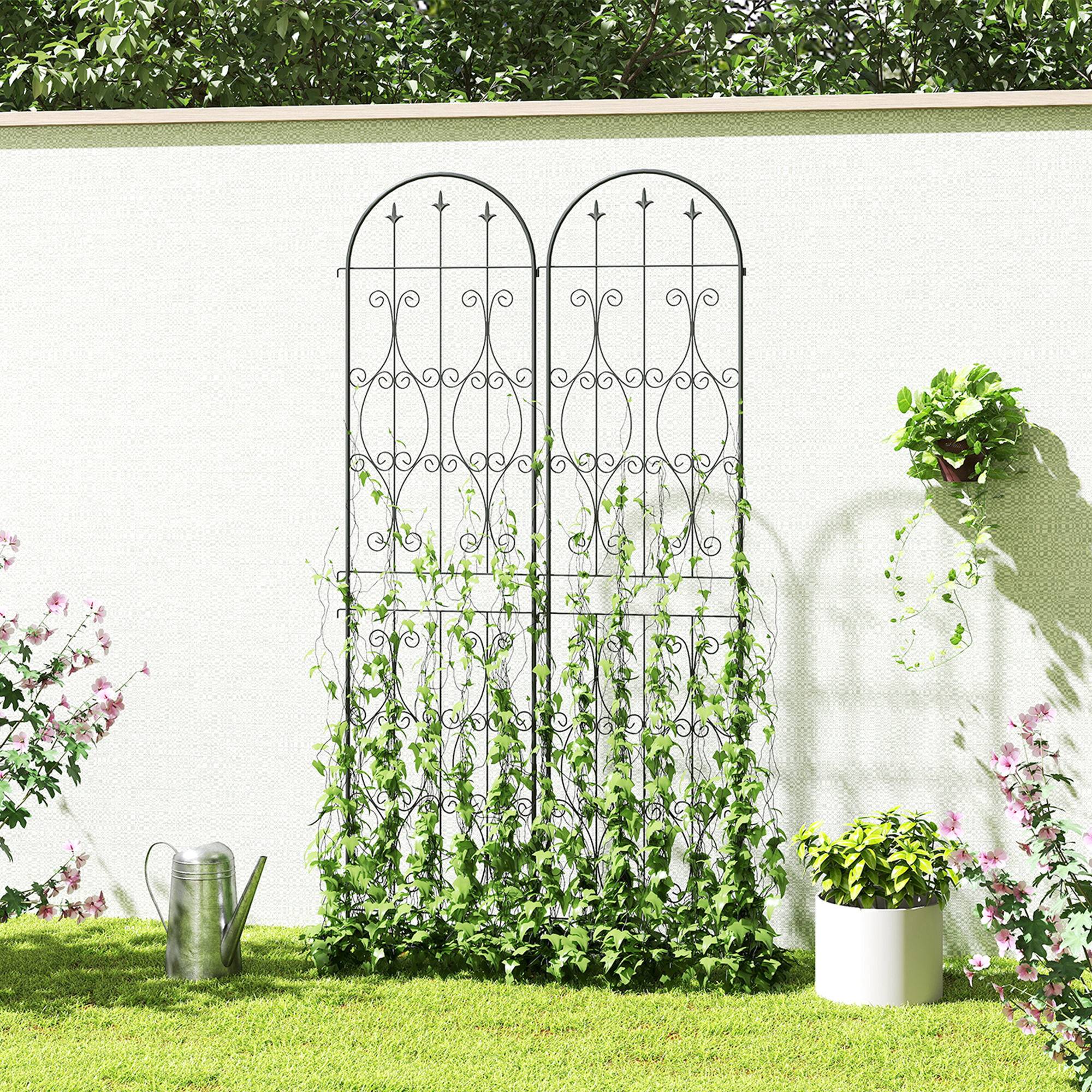 Treillis de jardin lot de 2 métal noir 50 x 1.3 x 220 cm - PANGIVO - Image 4
