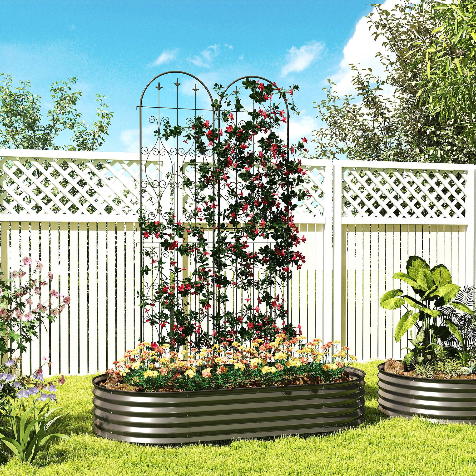 Treillis de jardin lot de 2 métal noir 50 x 1.3 x 220 cm - PANGIVO - Image 3