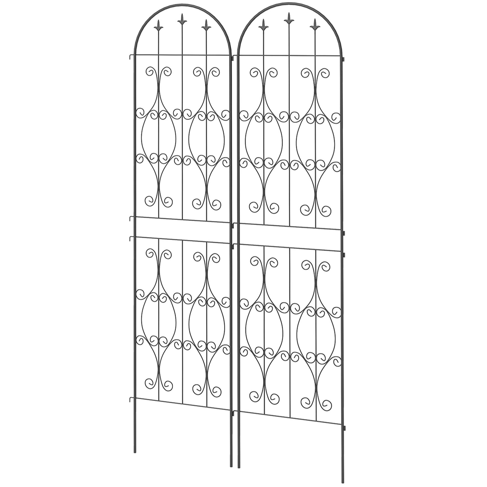 Treillis de jardin lot de 2 métal noir 50 x 1.3 x 220 cm - PANGIVO - Image 2