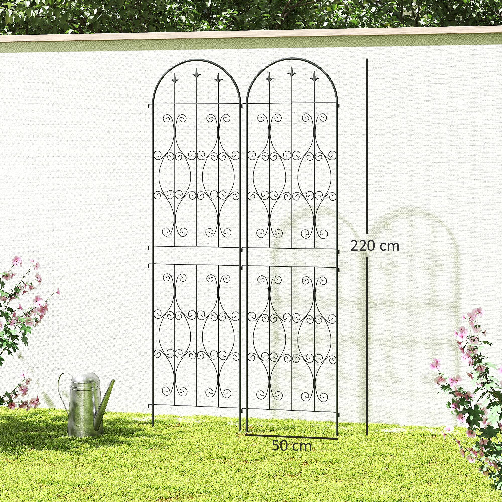 Treillis de jardin lot de 2 métal noir 50 x 1.3 x 220 cm - PANGIVO - Image 5