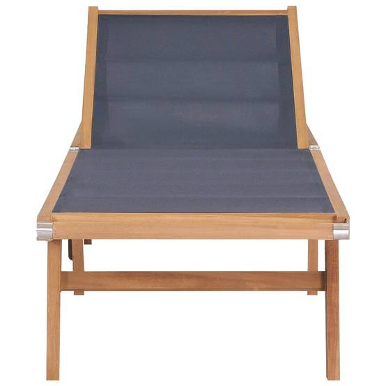 Bain de soleil pliable - Transat - Chaise longue avec roulettes Teck massif et textilène - MEUBLE PRO - Image 1