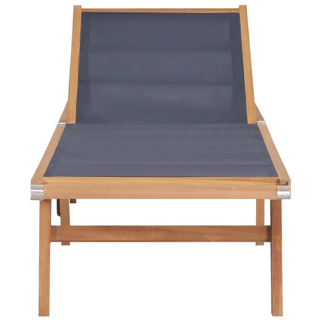 Bain de soleil pliable - Transat - Chaise longue avec roulettes Teck massif et textilène - MEUBLE PRO - Image 1