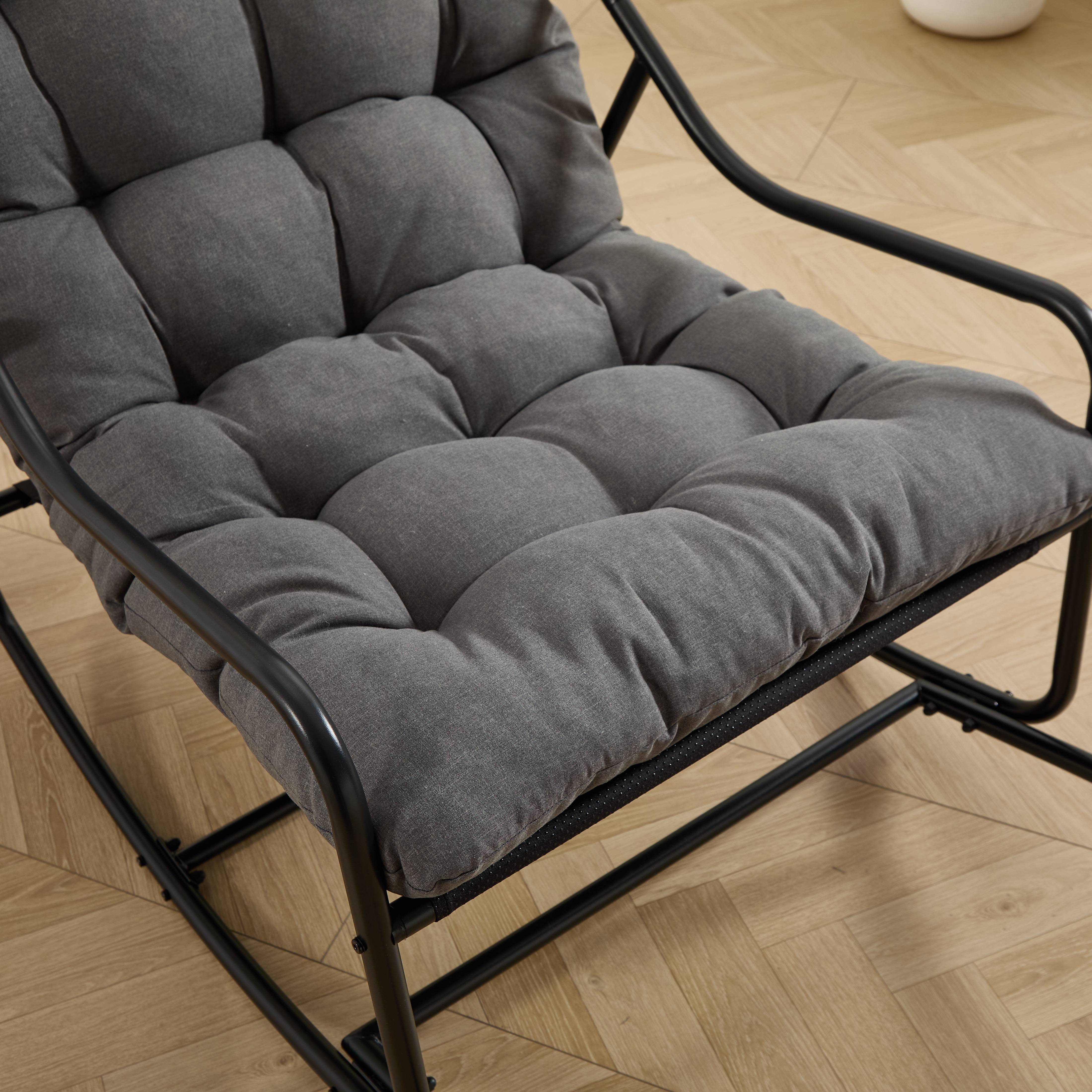 ComfortXL - Fauteuil à Bascule Relax Acier Intérieur Extérieur Coussin Épais 116x75cm Gris - ComfortXL Outdoor Living - Image 7