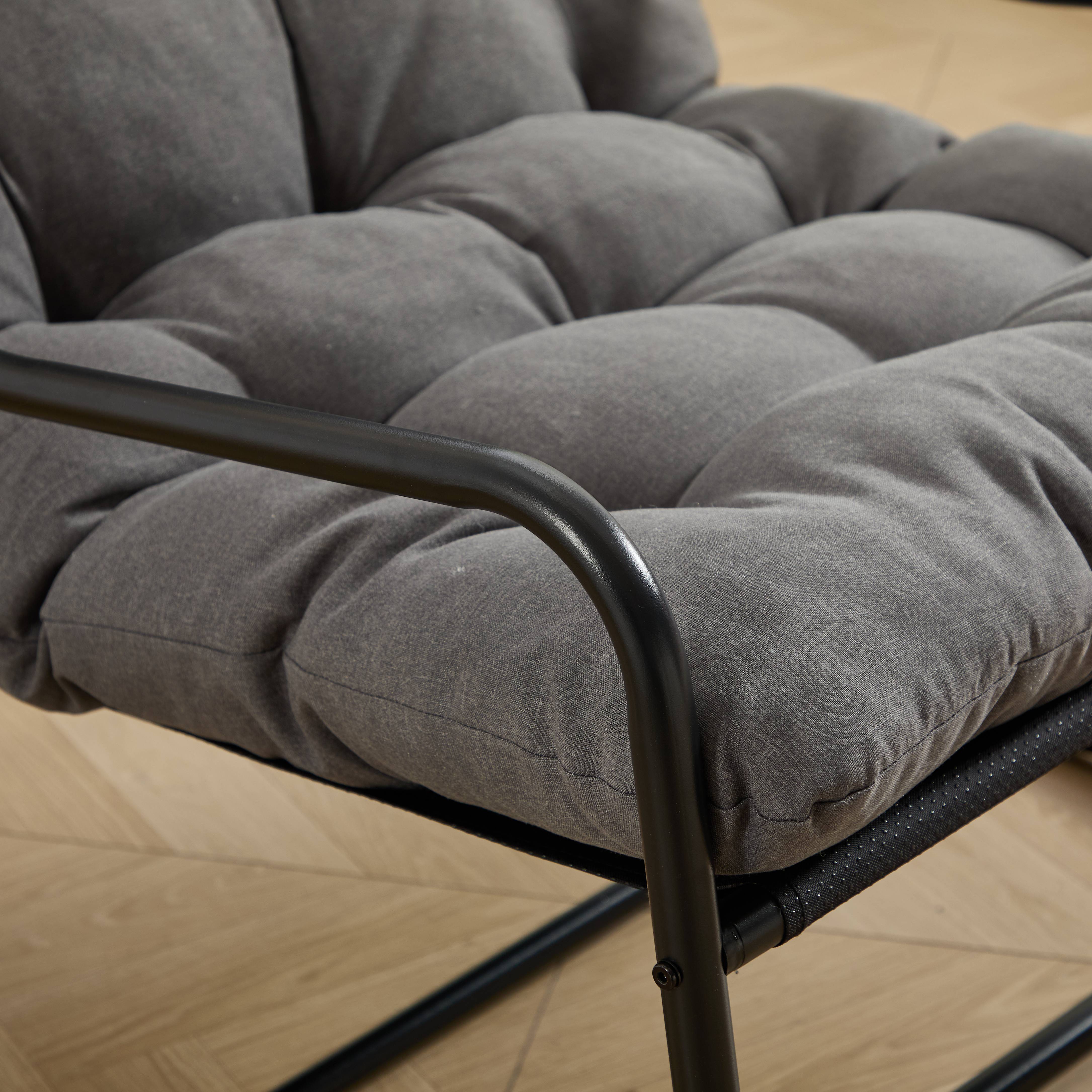 ComfortXL - Fauteuil à Bascule Relax Acier Intérieur Extérieur Coussin Épais 116x75cm Gris - ComfortXL Outdoor Living - Image 8