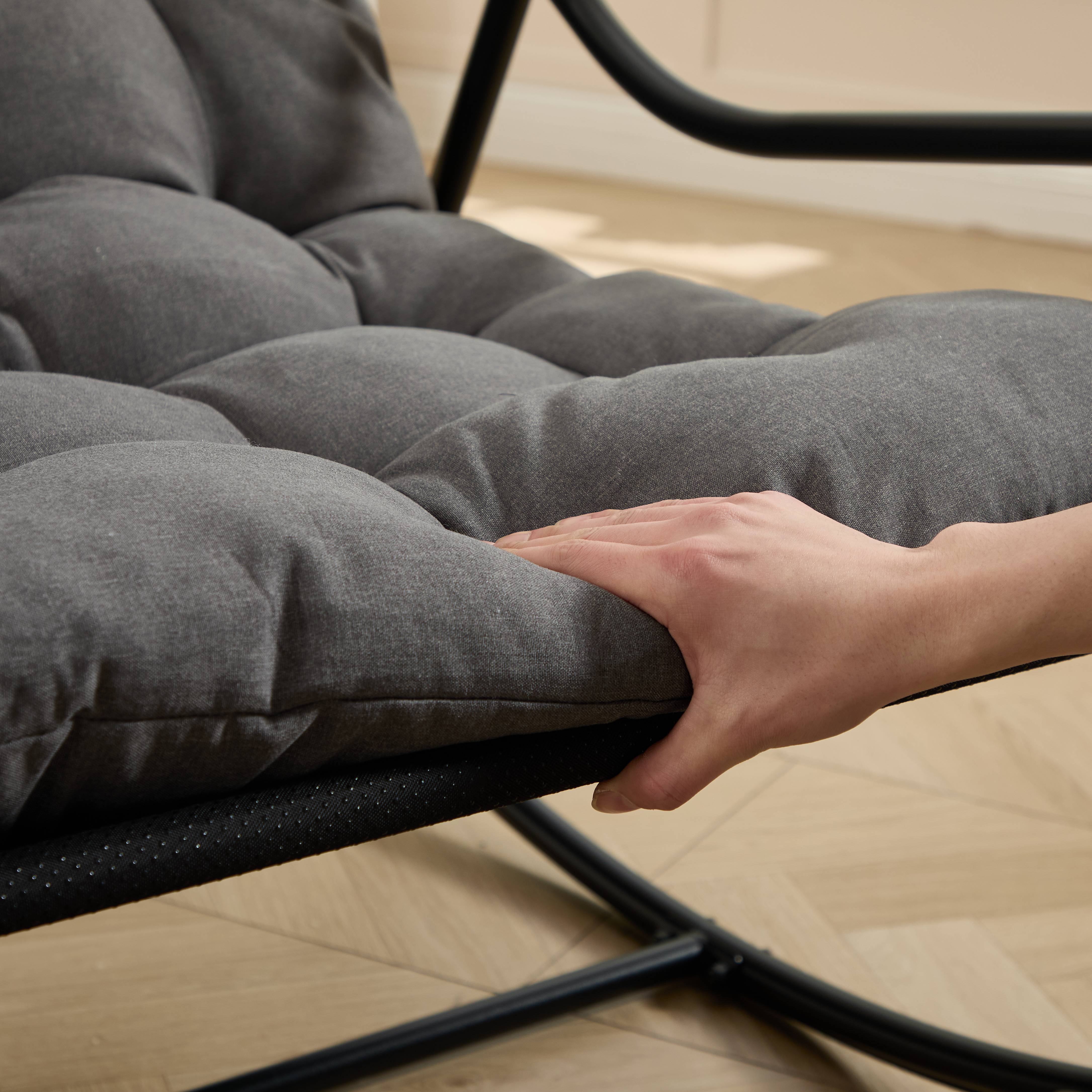 ComfortXL - Fauteuil à Bascule Relax Acier Intérieur Extérieur Coussin Épais 116x75cm Gris - ComfortXL Outdoor Living - Image 6