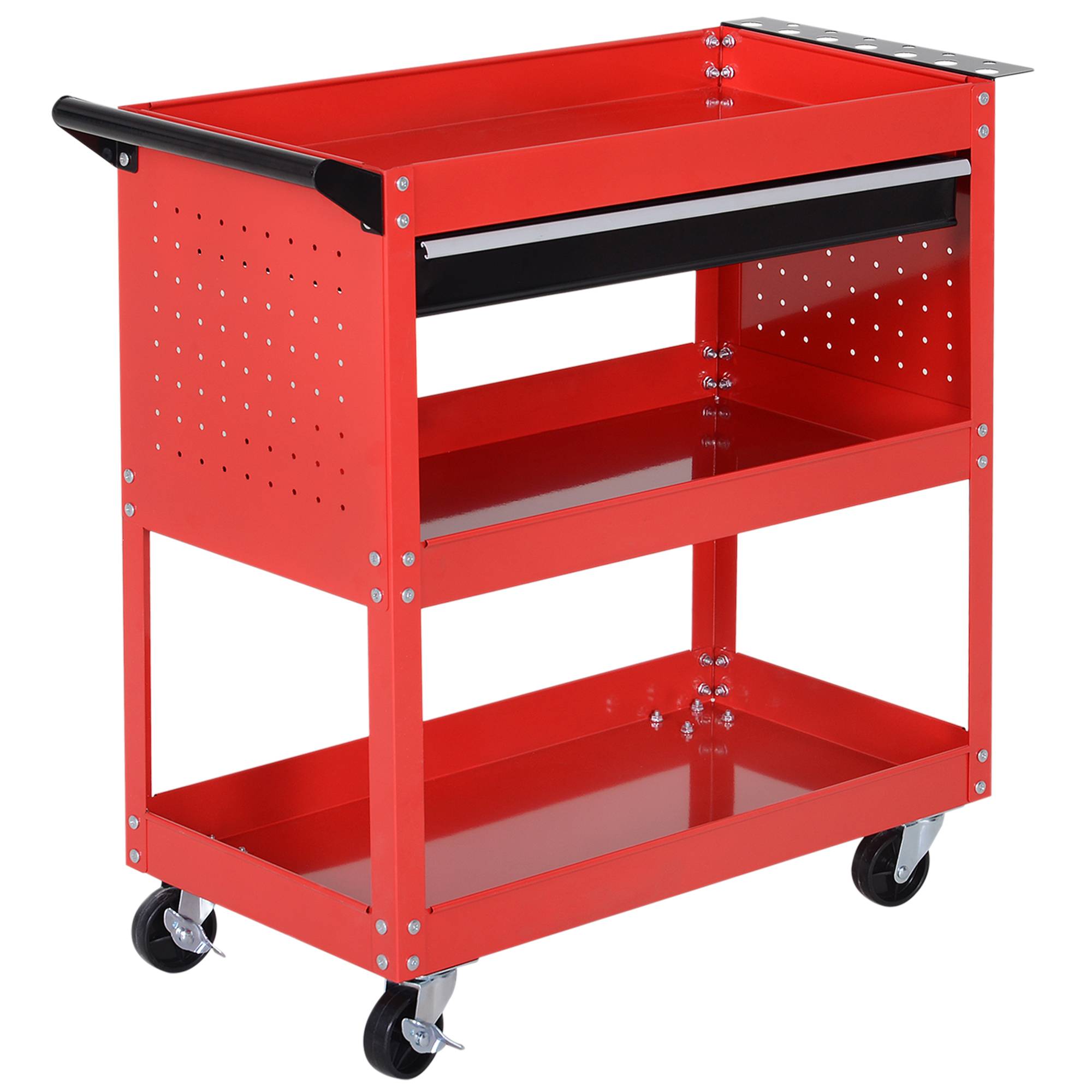 Sans Marque - Valise à outils chariot à outils boîte à outils, 3 niveaux, 4 roulettes, 82 cm x 35 cm x 76 cm, rouge - Image 1
