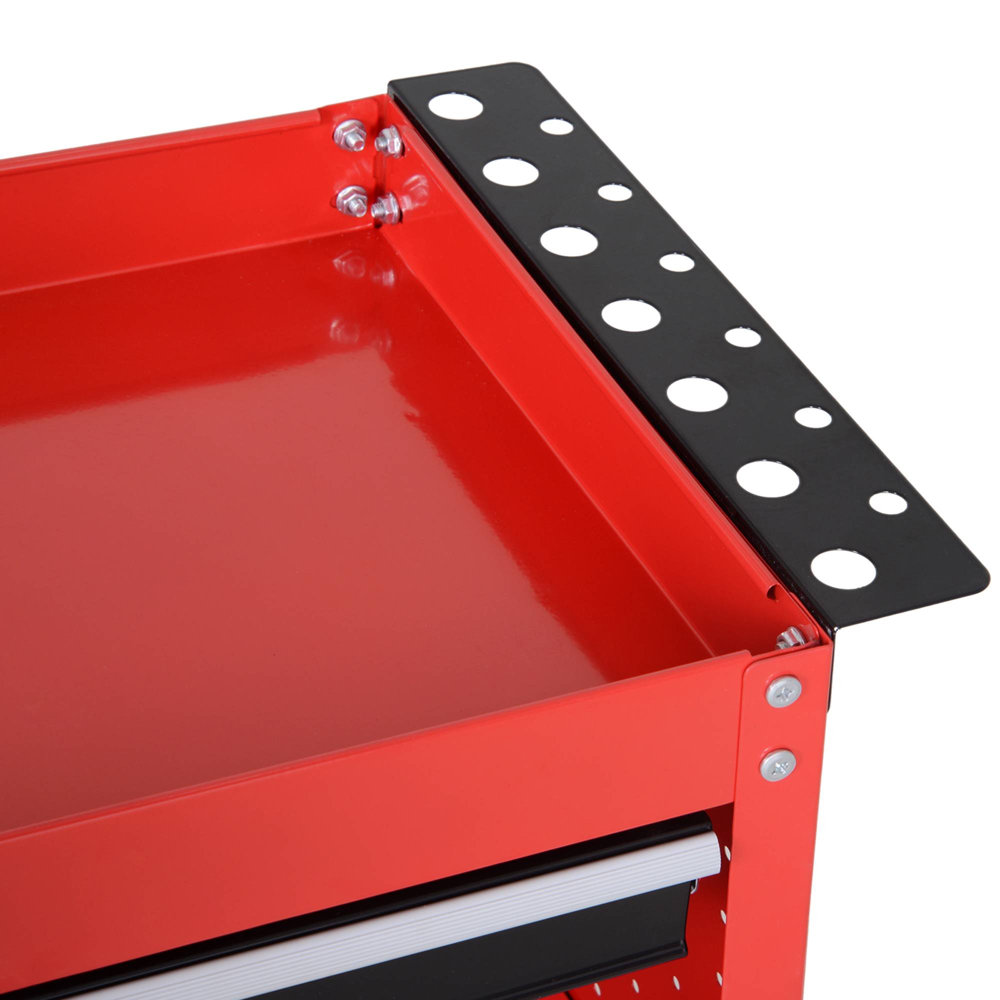 Sans Marque - Valise à outils chariot à outils boîte à outils, 3 niveaux, 4 roulettes, 82 cm x 35 cm x 76 cm, rouge - Image 10