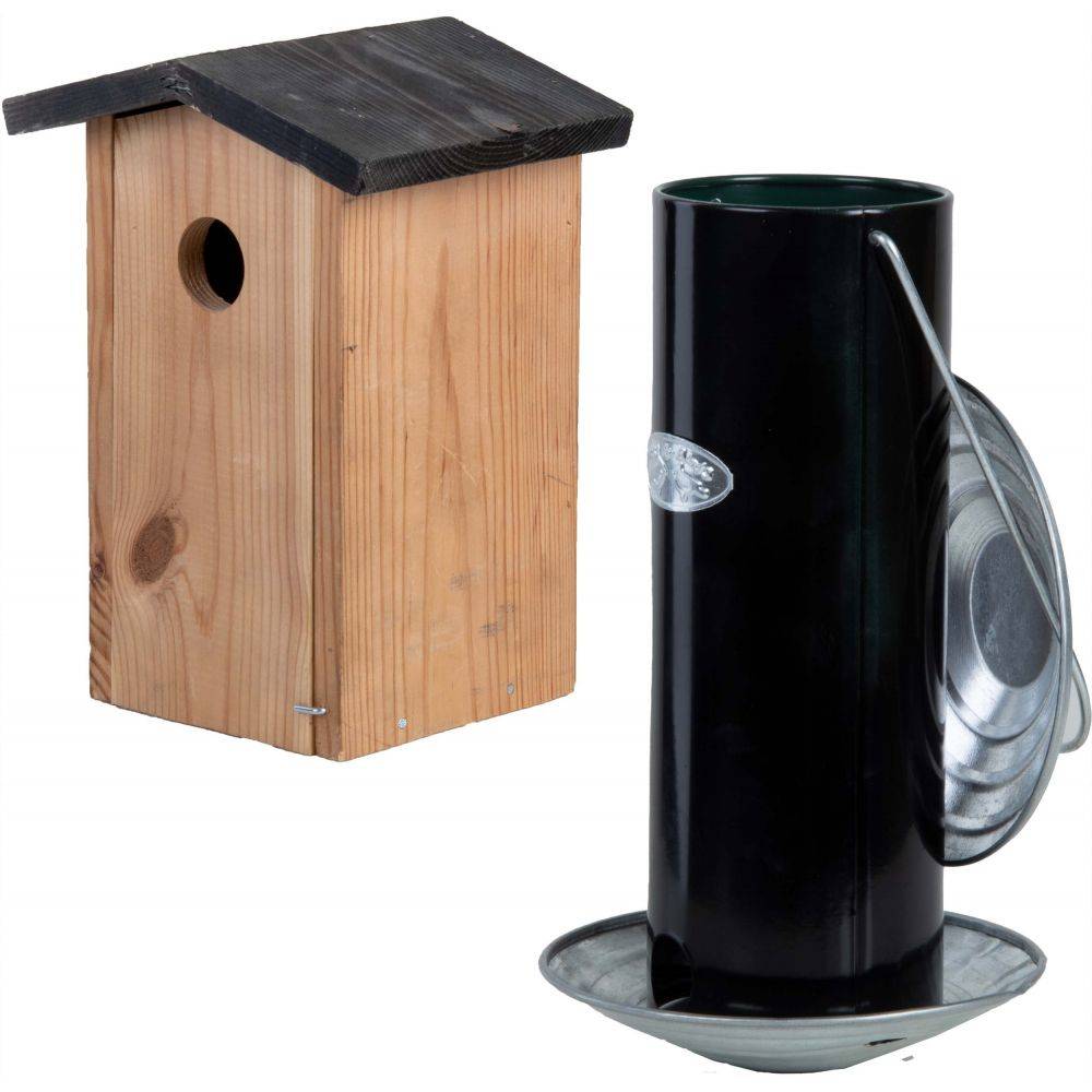 Esschert Design - Set abri mangeoire et graines oiseaux Pour mésanges bleues - Imagen 3