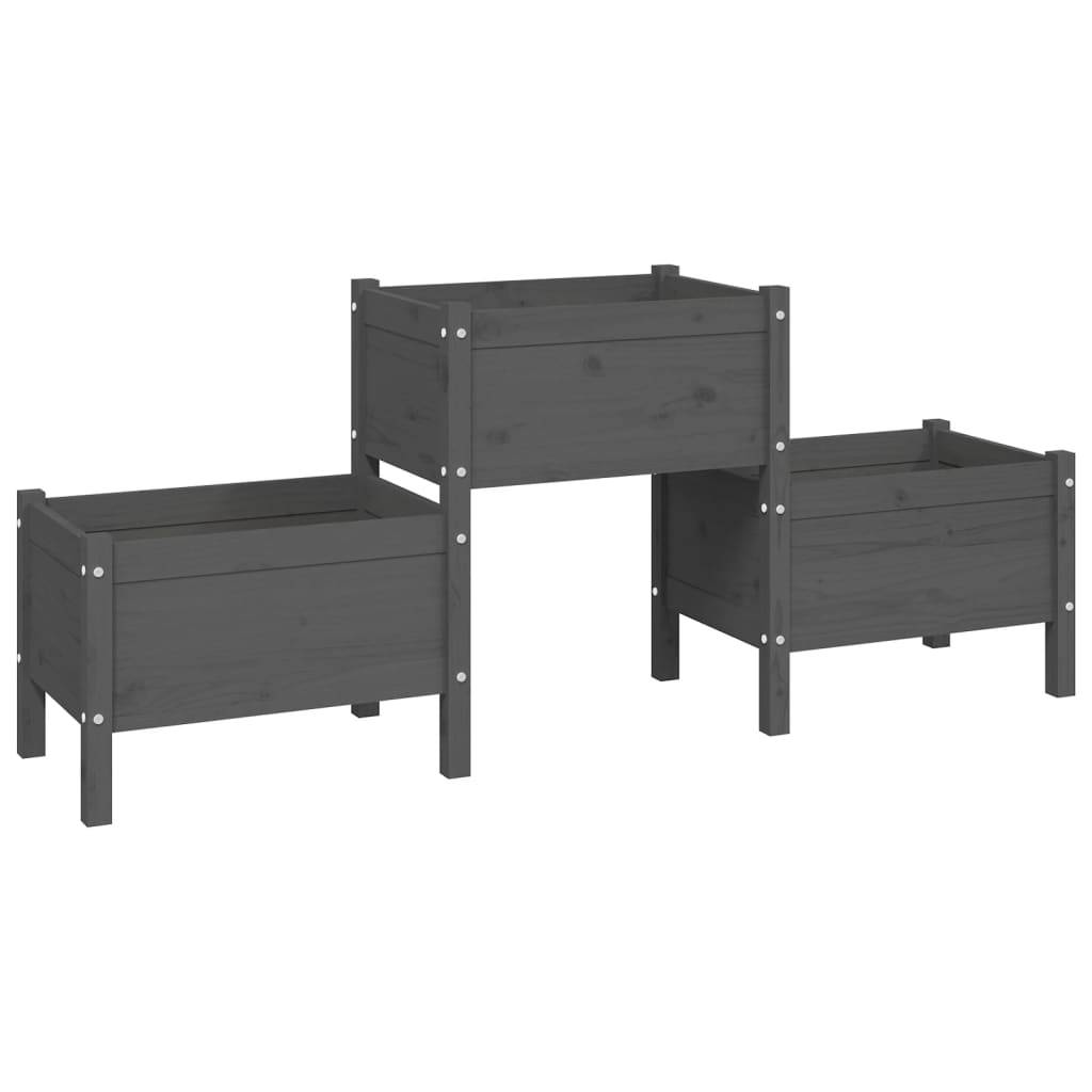Maison Chic - Jardinière, Bac à fleurs, Pot de fleurs Gris 178,5x44x75 cm Bois massif de pin - Imagen 1