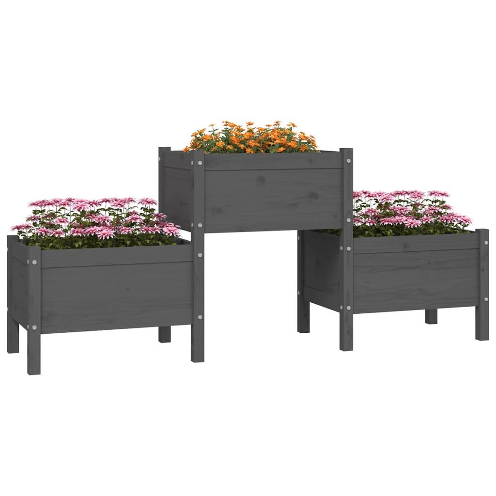 Maison Chic - Jardinière, Bac à fleurs, Pot de fleurs Gris 178,5x44x75 cm Bois massif de pin - Imagen 3