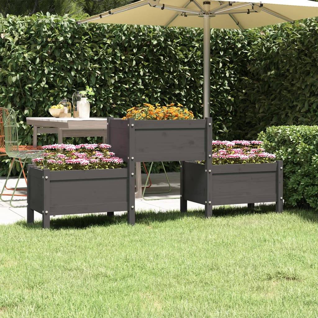 Maison Chic - Jardinière, Bac à fleurs, Pot de fleurs Gris 178,5x44x75 cm Bois massif de pin - Imagen 2