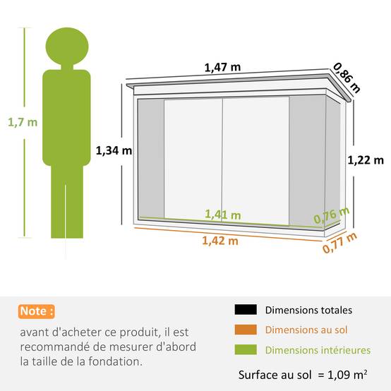 ComfortXL - Abri de jardin en acier pour extérieur rangement outils sécurisé 147x86x134cm noir - ComfortXL Outdoor Living - Image 5