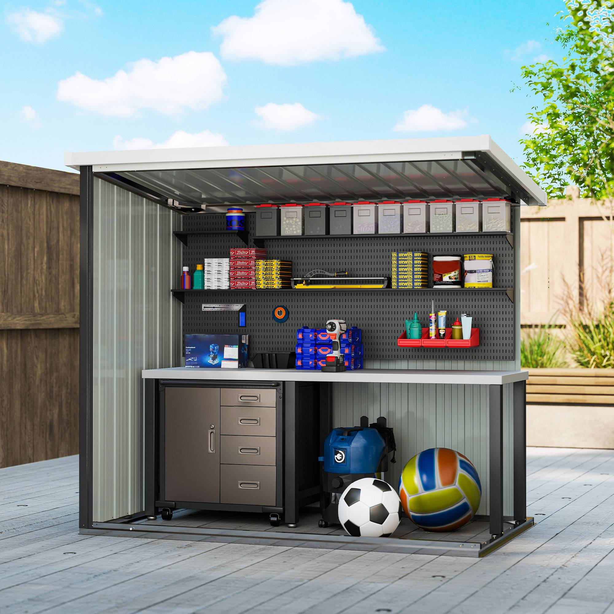 ComfortXL - Abri de jardin en acier pour extérieur rangement outils sécurisé 147x86x134cm noir - ComfortXL Outdoor Living - Image 9