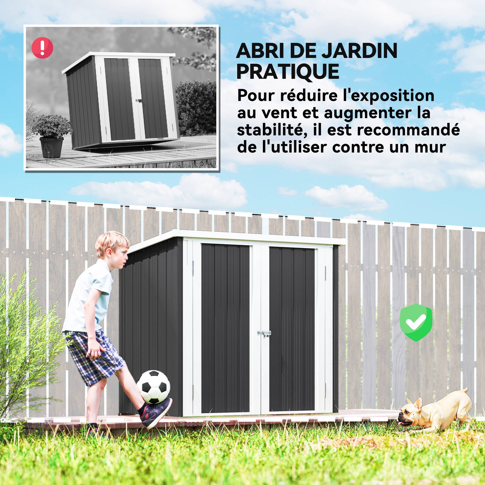 ComfortXL - Abri de jardin en acier pour extérieur rangement outils sécurisé 147x86x134cm noir - ComfortXL Outdoor Living - Image 8