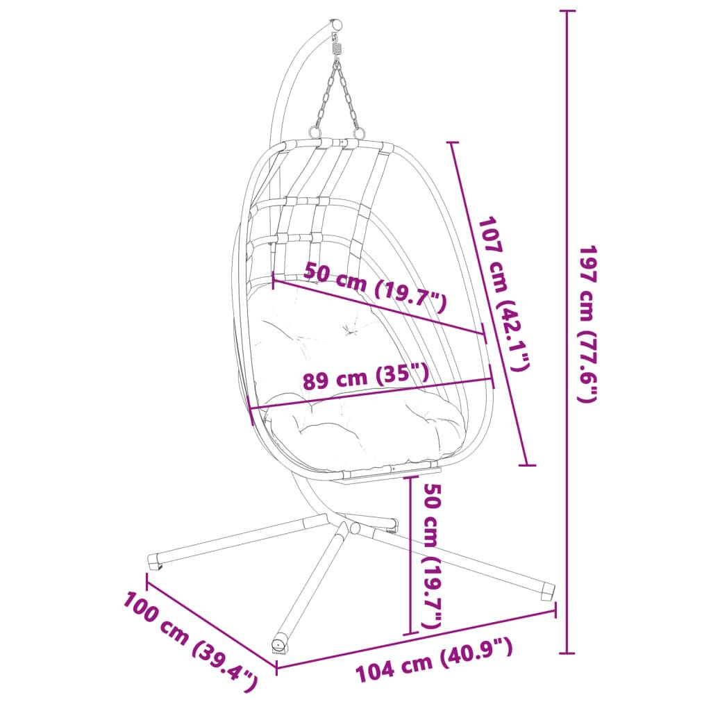 Vidaxl - Fauteuil suspendu en forme d'œuf avec support en acier anthracite vidaXL 4007408 - Image 3