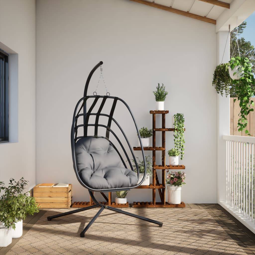 Vidaxl - Fauteuil suspendu en forme d'œuf avec support en acier anthracite vidaXL 4007408 - Image 4