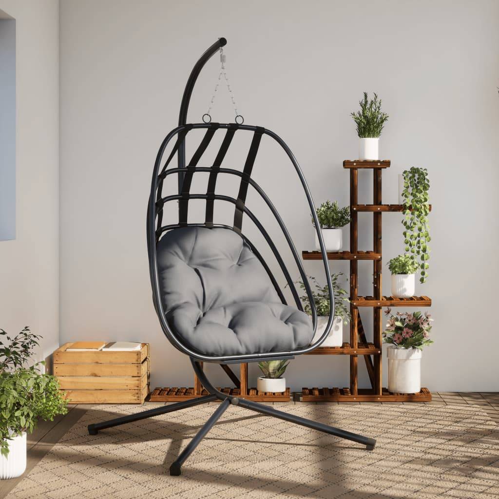 Vidaxl - Fauteuil suspendu en forme d'œuf avec support en acier anthracite vidaXL 4007408 - Image 1