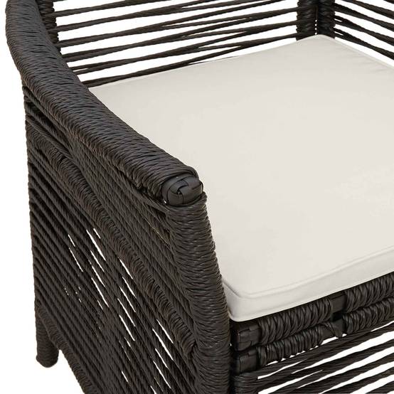 Lot de 4 chaises de jardin polyrotin noir et crème 61 x 58 x 83 cm - PANGIVO - Image 9